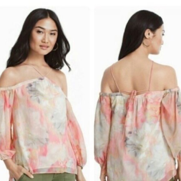 White House Black Market off the shoulder floral blouse - Picture 1 of 8